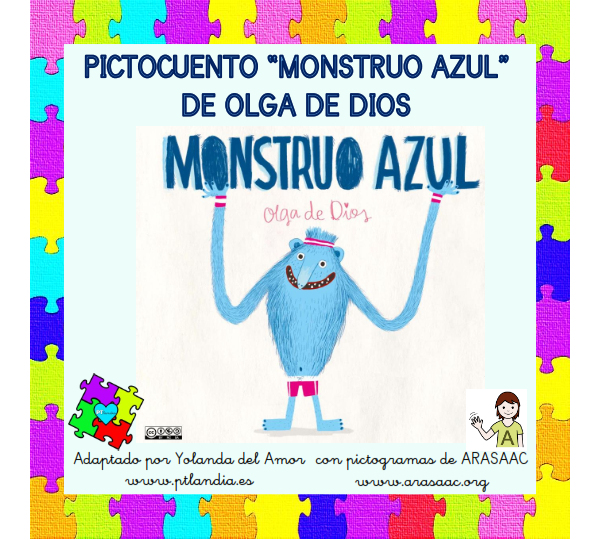 Cuento "Monstruo Azul" de Olga de Dios adaptado con pictogramas de ARASAAC